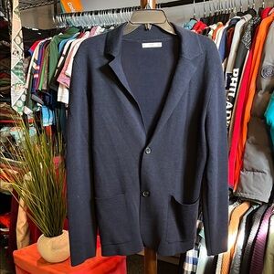 Mango Man Navy Blue Cotton Cardigan